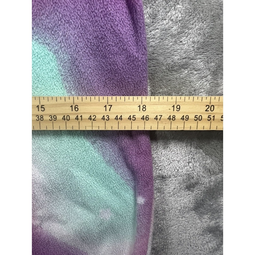 CAT & JACK SZ L 10-12Hooded Unicorn One Piece Fleece Sleeper Girls Tie Dye Stars - Picture 6 of 8